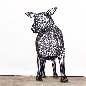 Metal Ewe Sculpture (Head Up) by Luigi Frosini - 75cm tall